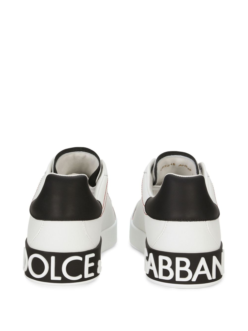 DOLCE e GABBANA Sneakers Portofino in pelle bianca con inserti neri 