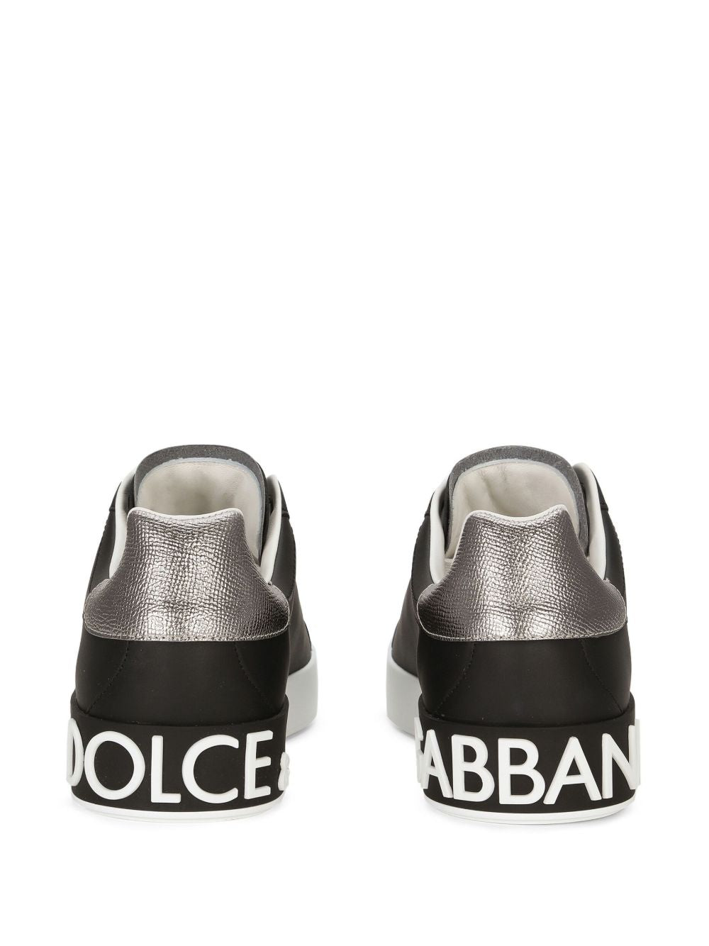 DOLCE e GABBANA Sneakers Portofino in pelle nera e argento 