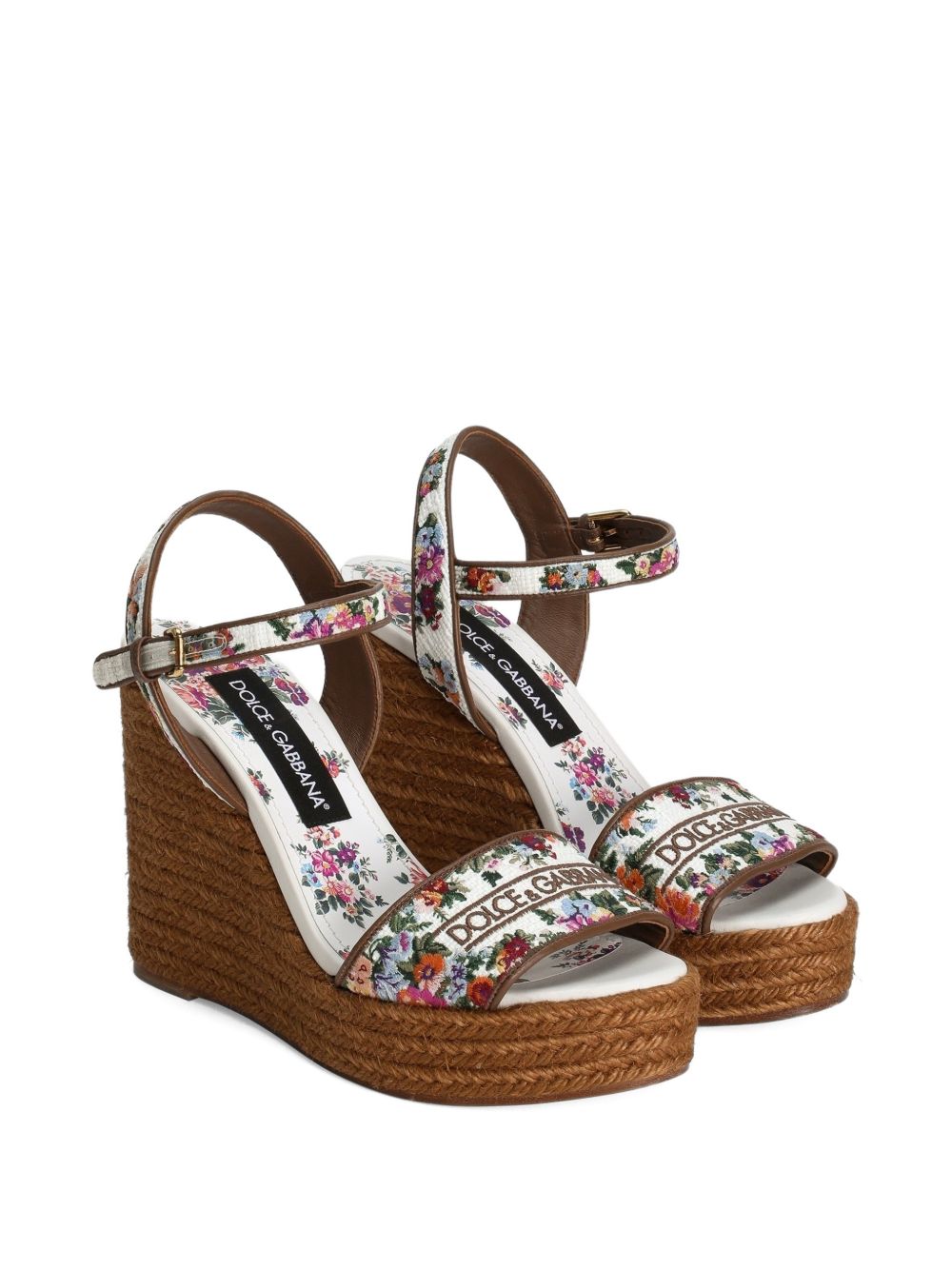 DOLCE e GABBANA Zeppe in rafia con stampa floreale 