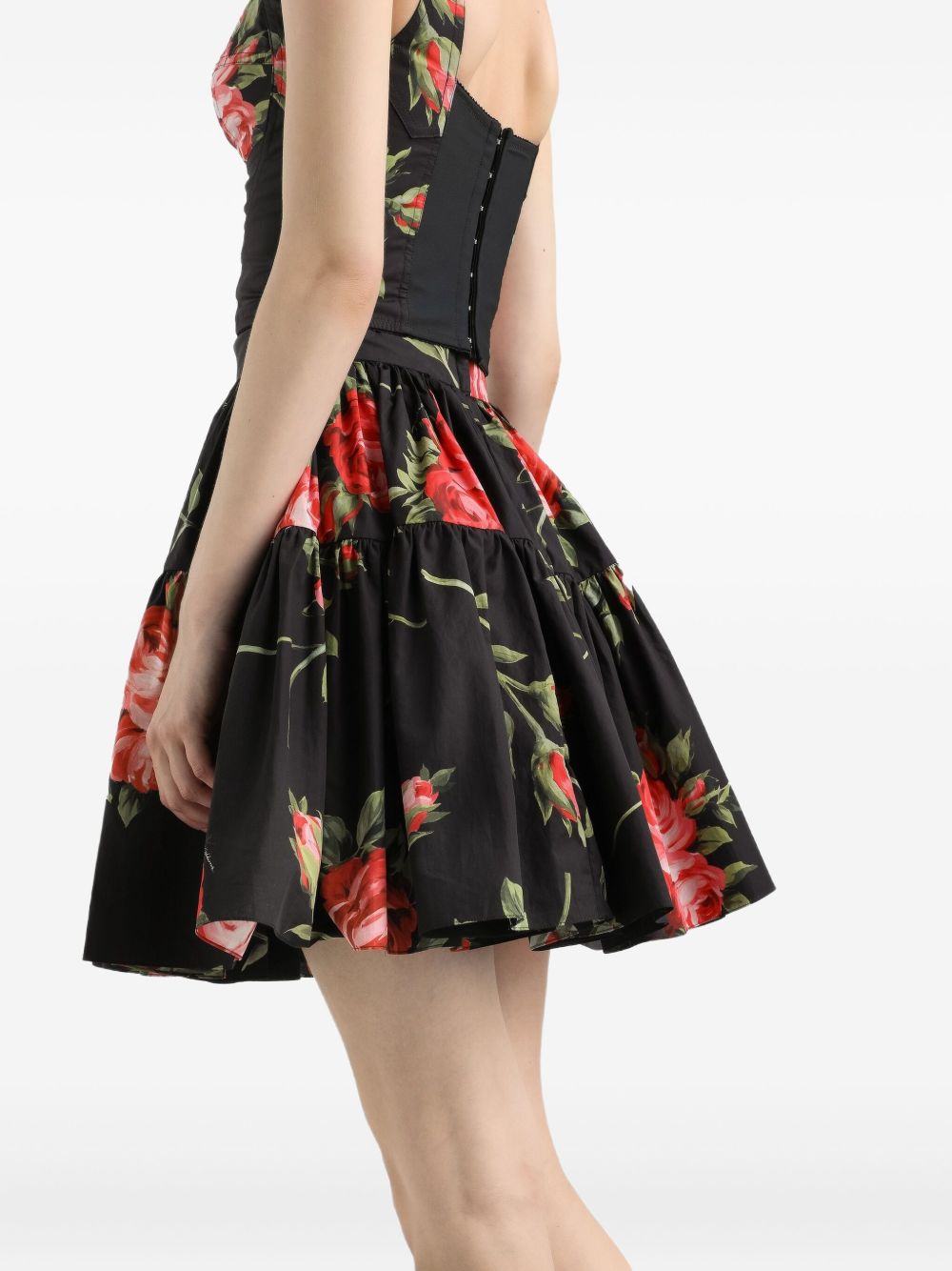 DOLCE e GABBANA Minigonna nera con stampa floreale 
