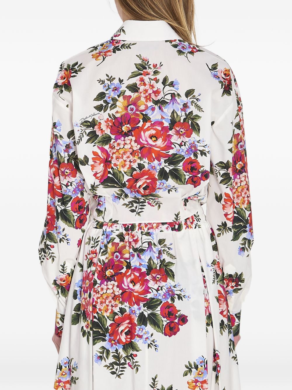 DOLCE e GABBANA Camicia con stampa floreale in cotone bianco 