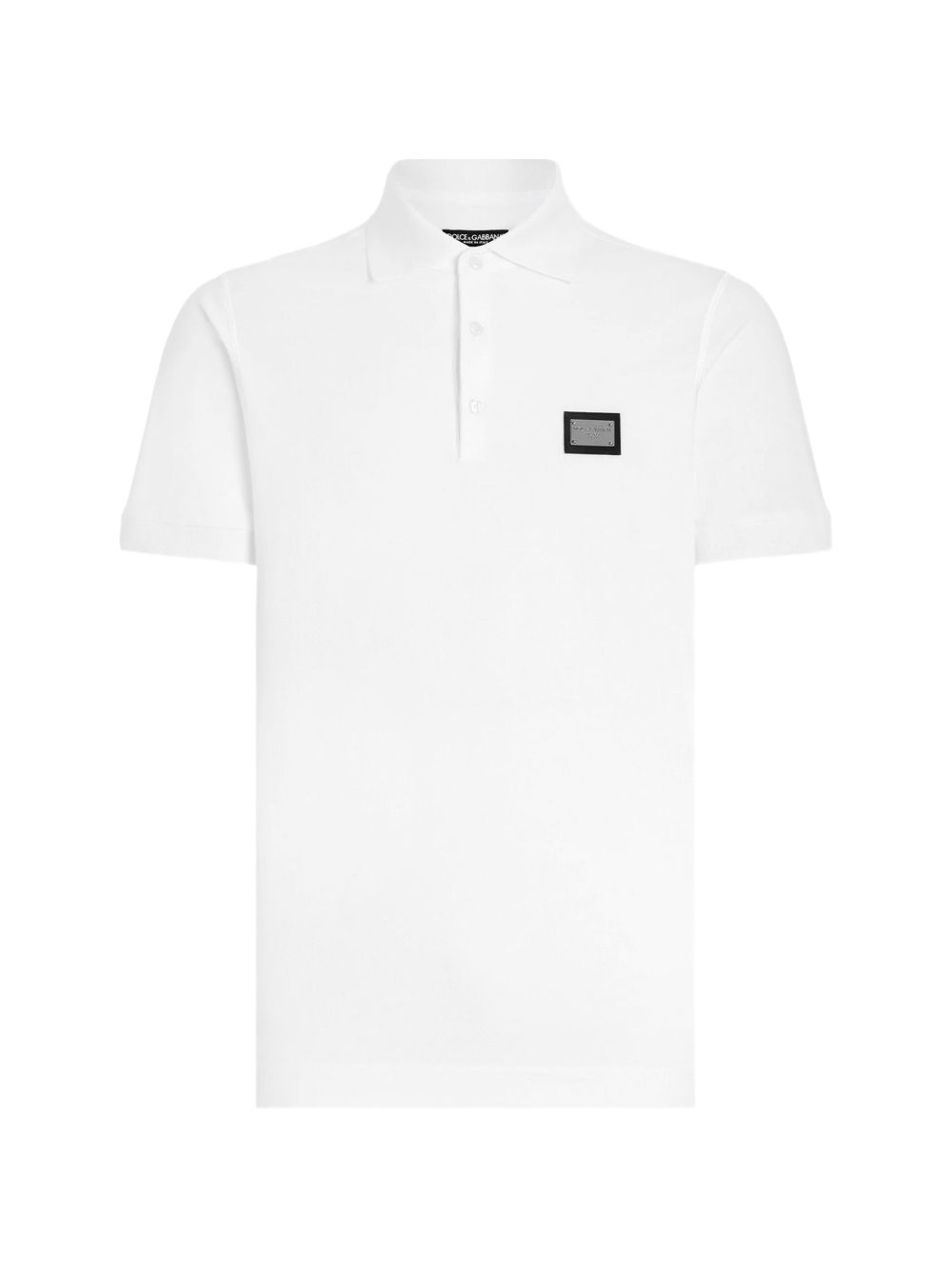 DOLCE e GABBANA Polo in cotone bianco con etichetta logo 