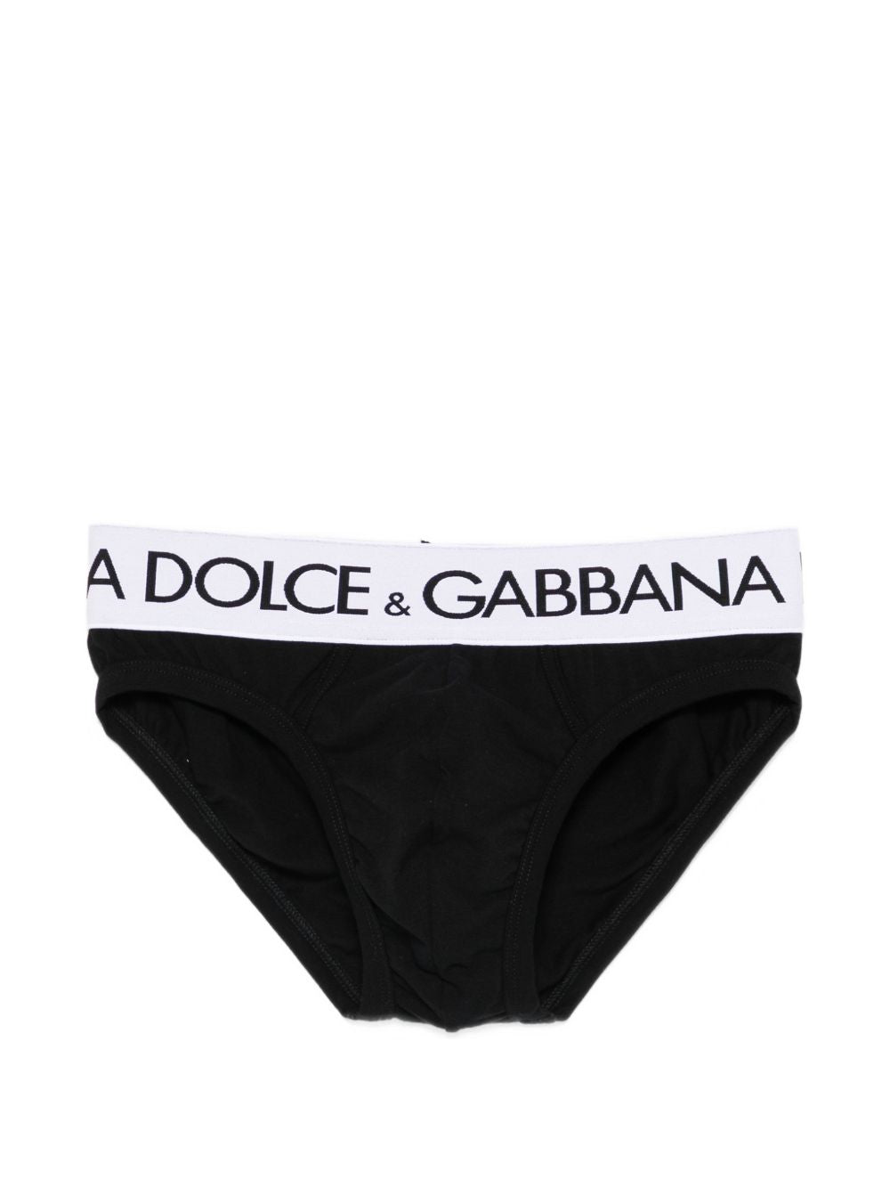 DOLCE e GABBANA Slip in cotone nero con logo 