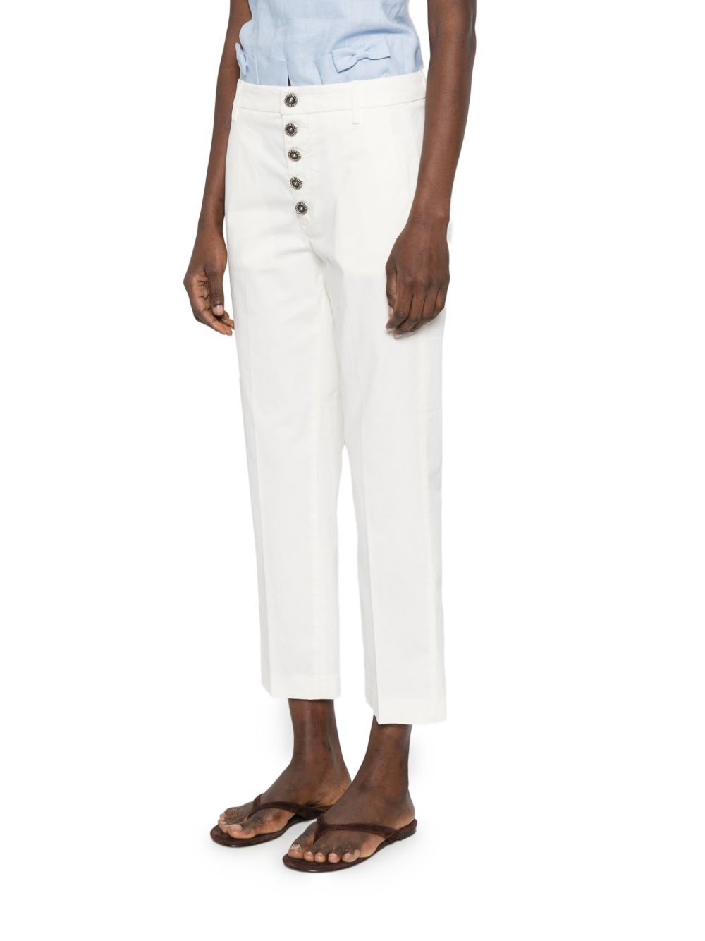 DONDUP Pantaloni Nima bianchi con bottoni 