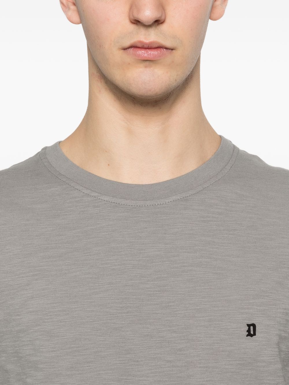 DONDUP T-shirt in cotone grigio con logo 