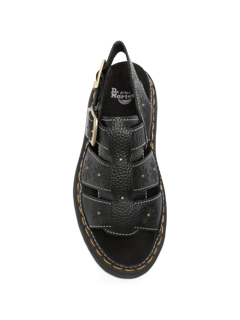 DR MARTENS Sandali bassi neri Wrenlie con fibbie 