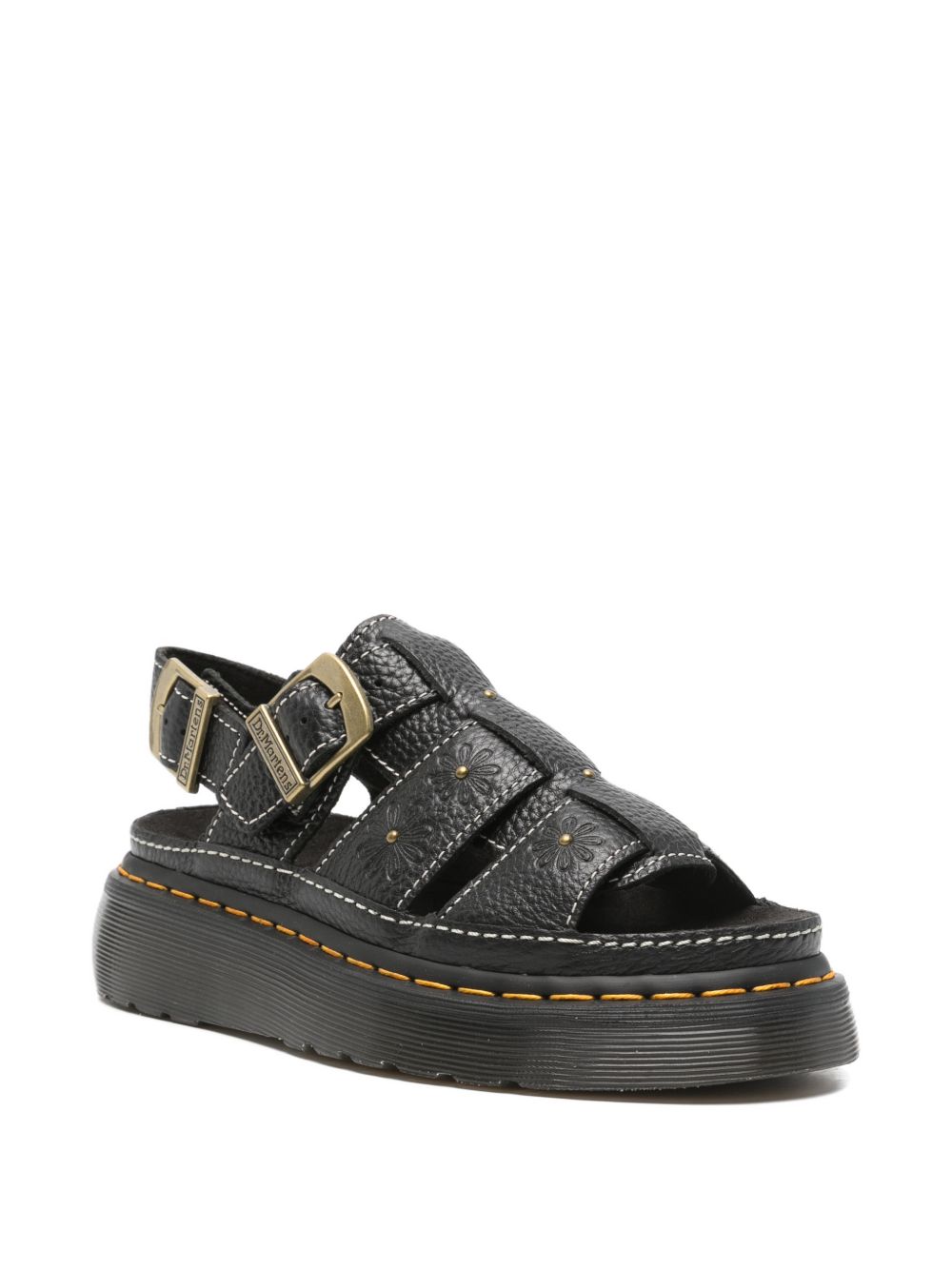DR MARTENS Sandali bassi neri Wrenlie con fibbie 