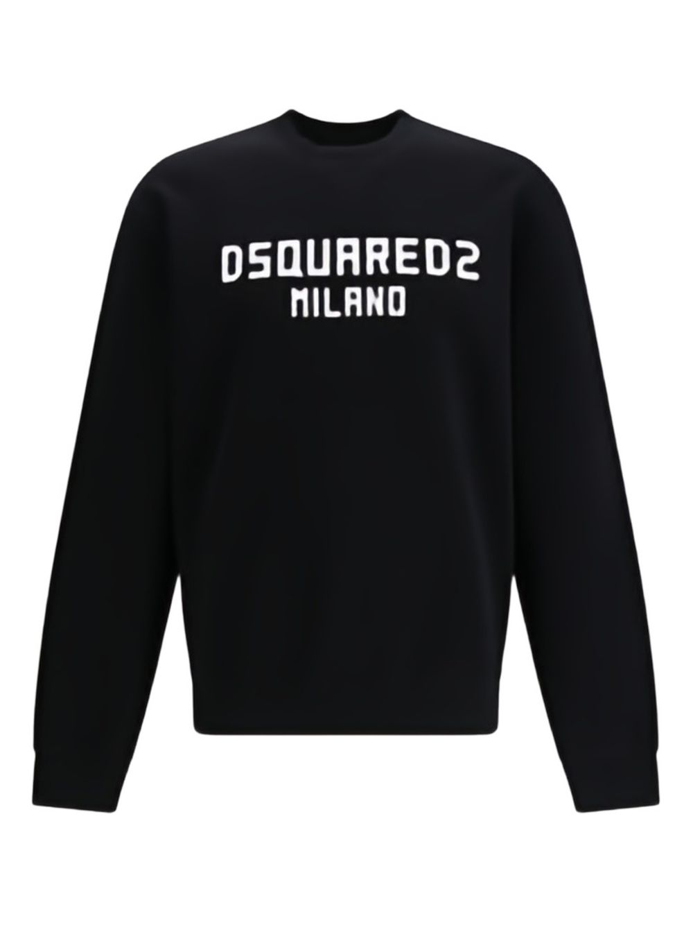DSQUARED2 Felpa in cotone nero con logo bianco 