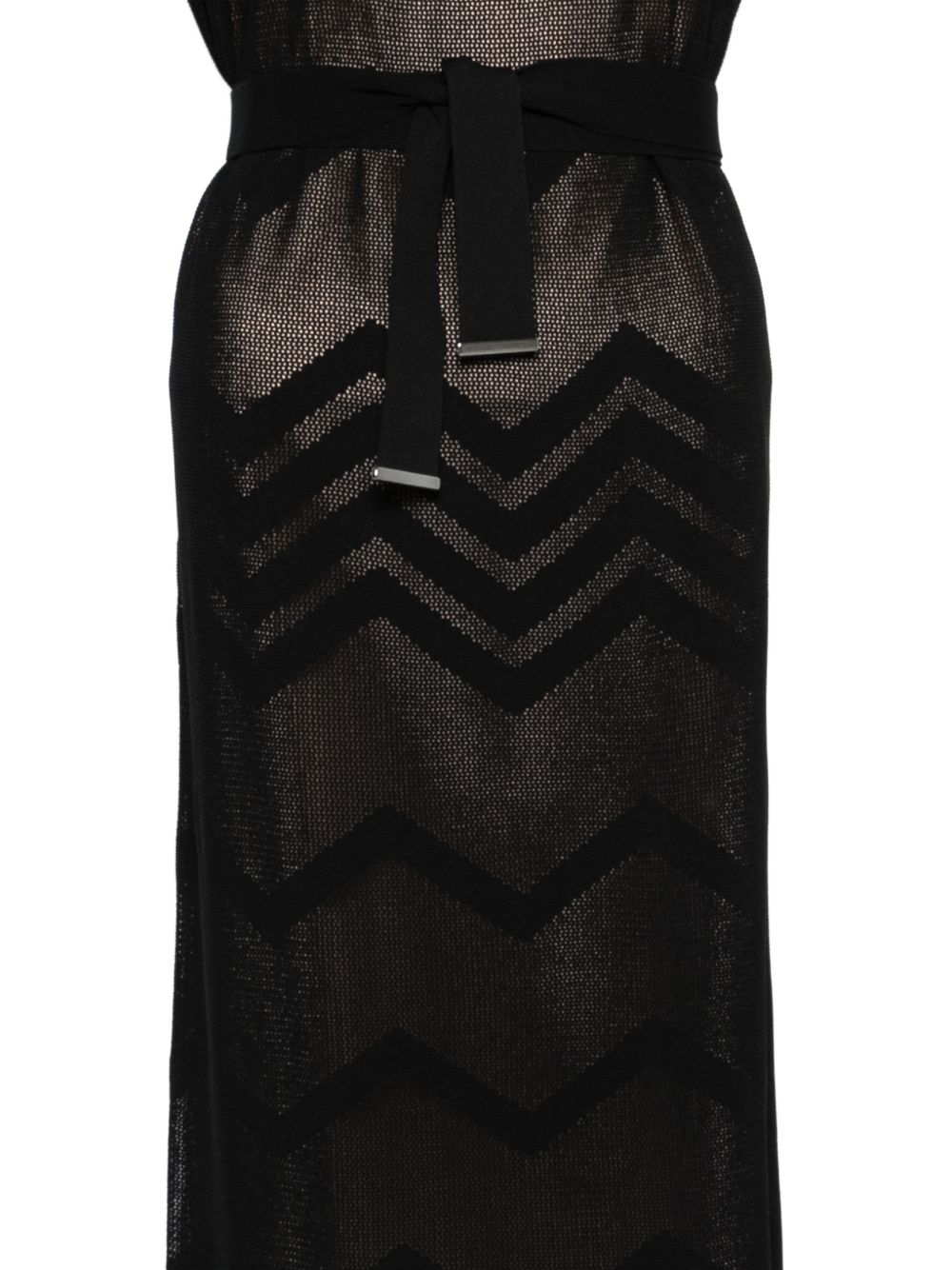 D EXTERIOR Abito lungo in maglia nero con cintura 