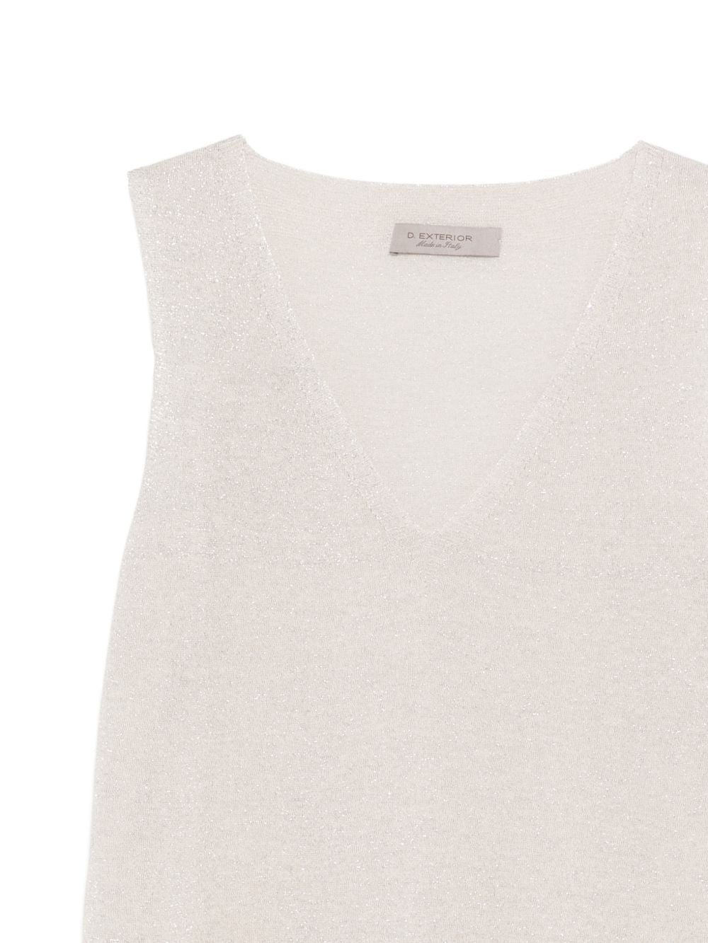 D EXTERIOR Top con scollo a V in lurex 