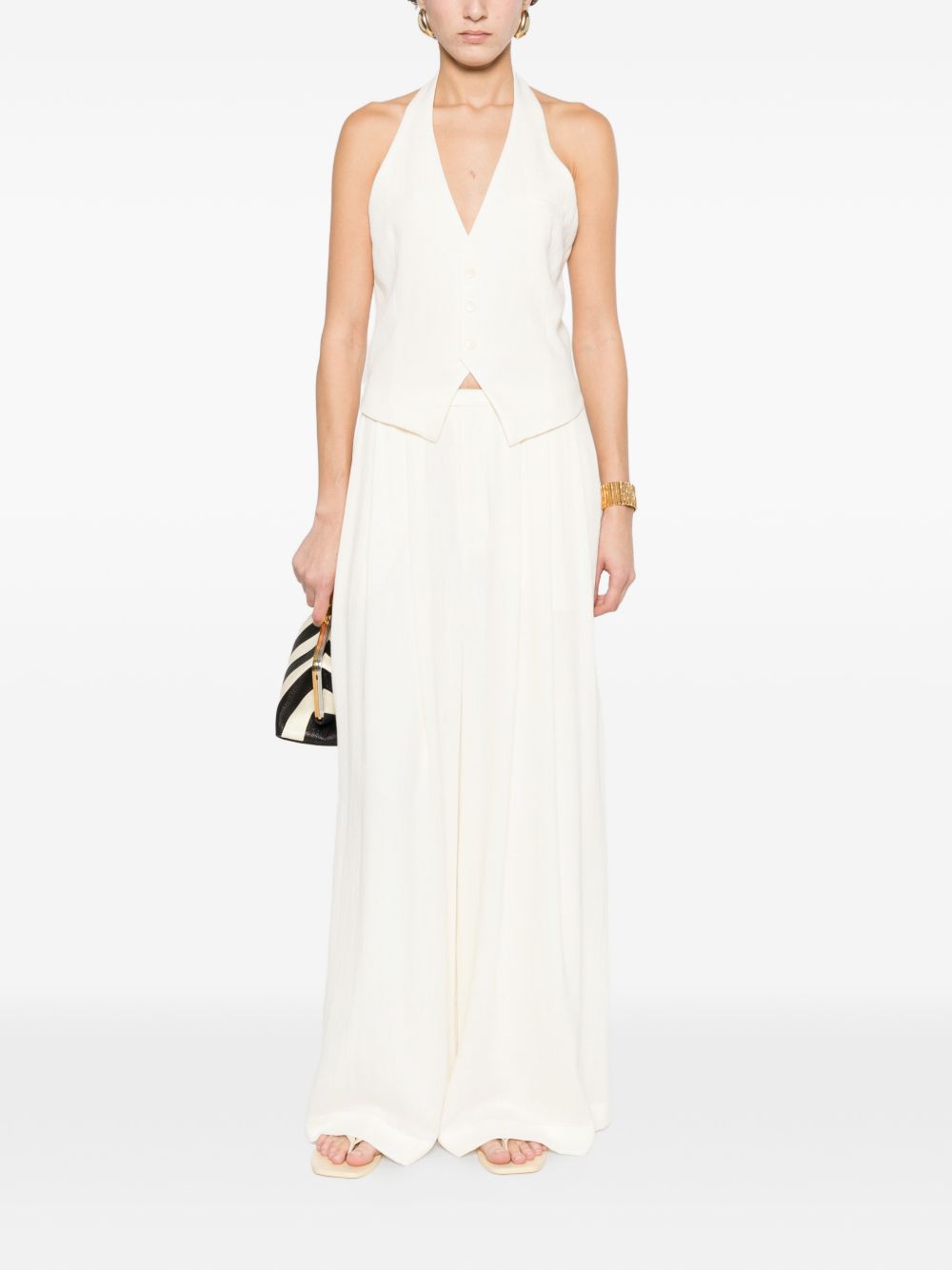 ELEH Gilet con scollatura halter bianco panna 