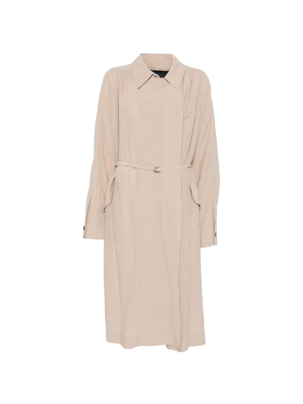 ELEH Trench con cintura in tessuto beige con rever classico 