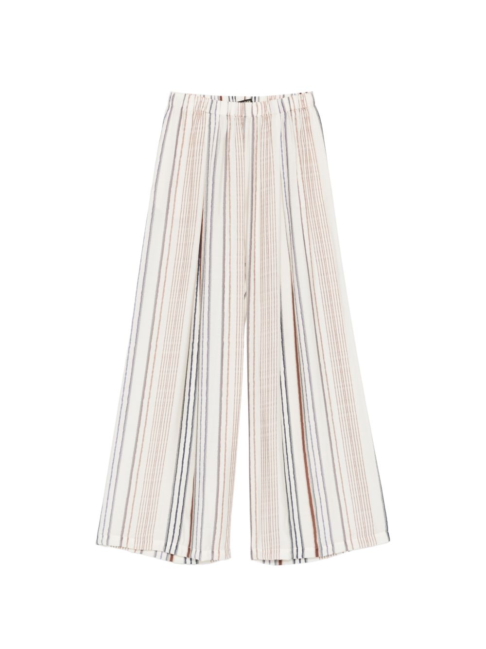 ELEH Pantaloni a righe in tessuto beige con vita elasticizzata 