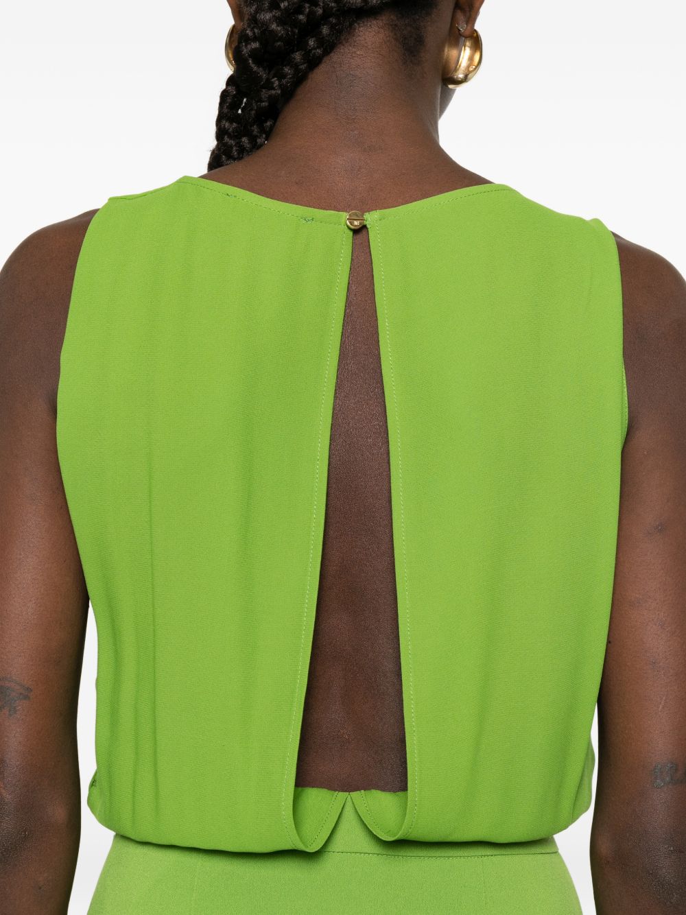 ELISABETTA FRANCHI Abito asimmetrico verde con scollo drappeggiato 