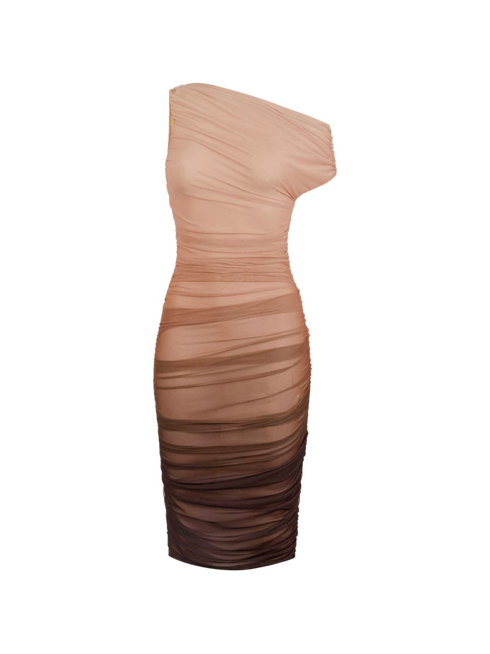 ELISABETTA FRANCHI Abito marrone aderente in tulle 