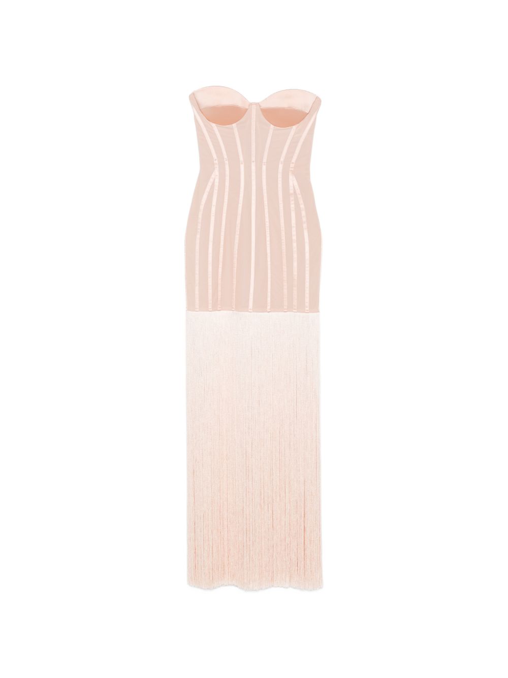 ELISABETTA FRANCHI Abito lungo Red Carpet con frange 