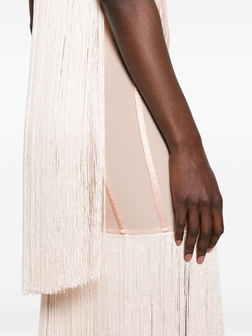 ELISABETTA FRANCHI Abito lungo Red Carpet con frange 