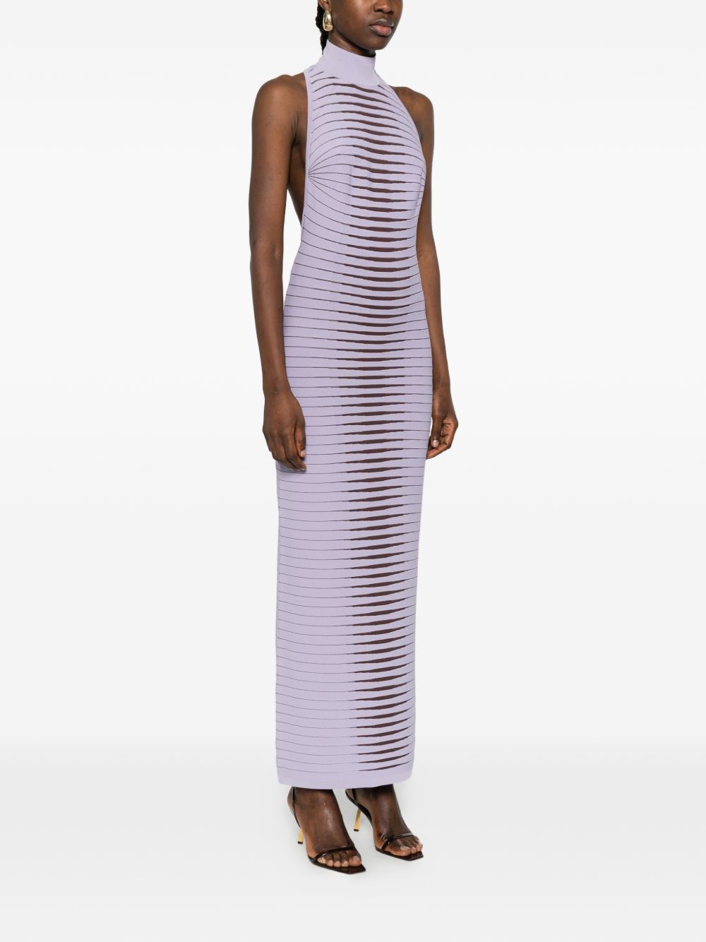 ELISABETTA FRANCHI Abito lungo in maglia con zebra jacquard 