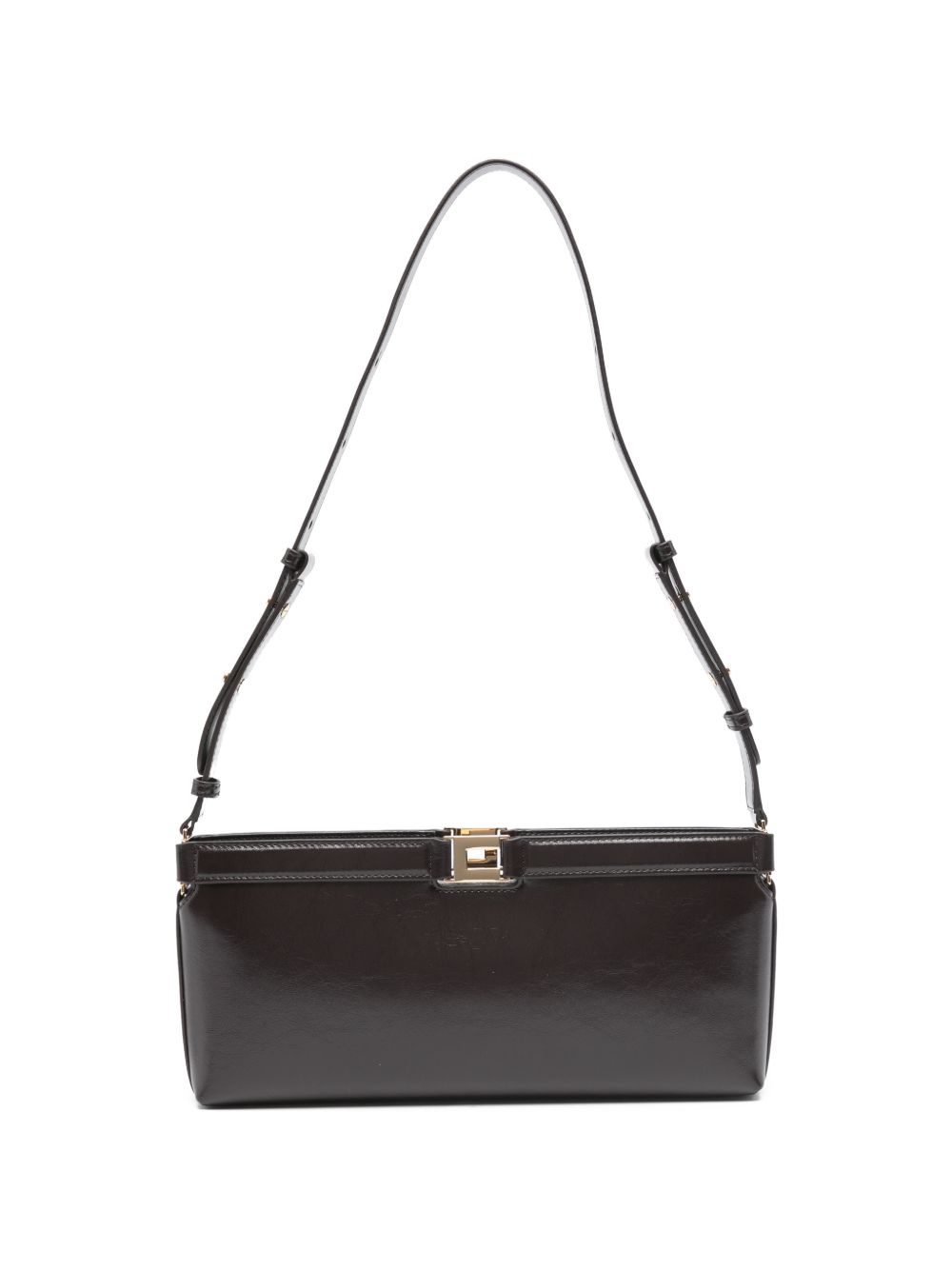ELISABETTA FRANCHI Borsa a spalla marrone con texture effetto naplak 