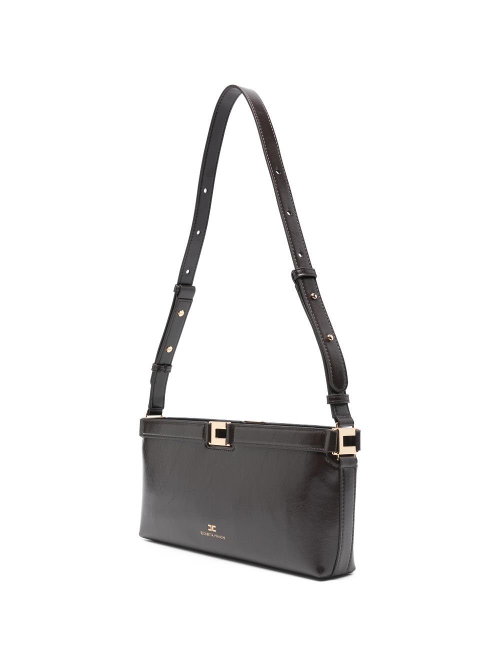 ELISABETTA FRANCHI Borsa a spalla marrone con texture effetto naplak 