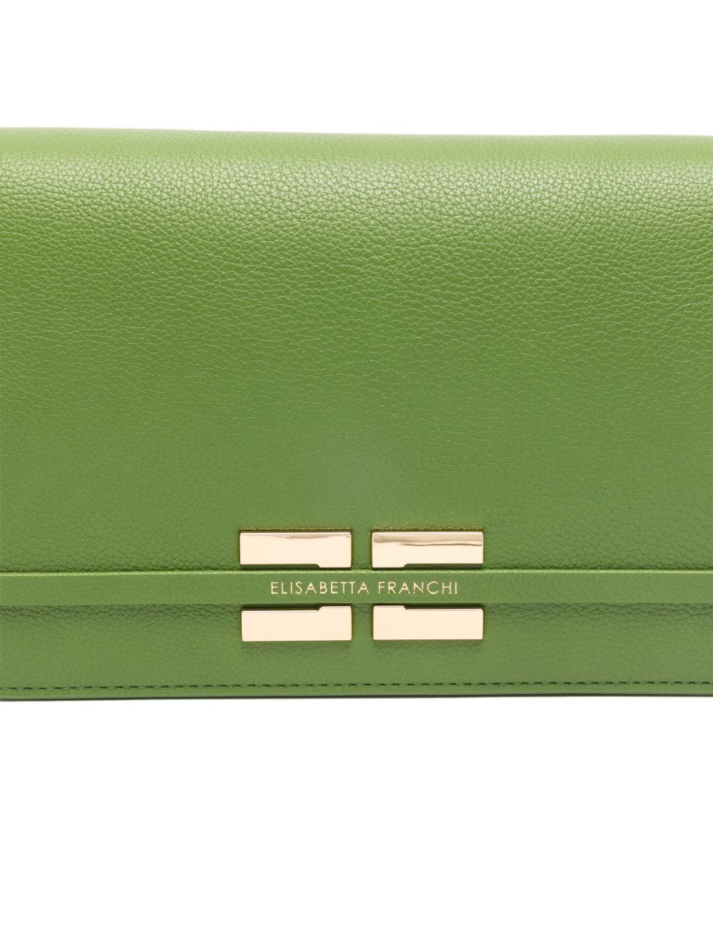 ELISABETTA FRANCHI Borsa a tracolla verde aloe con logo oro 