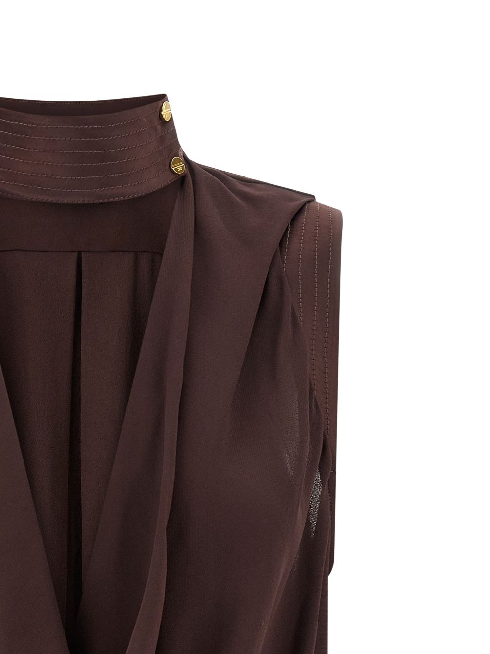 ELISABETTA FRANCHI Top smanicato in avorio con scollo morbido e dettaglio cut-out 
