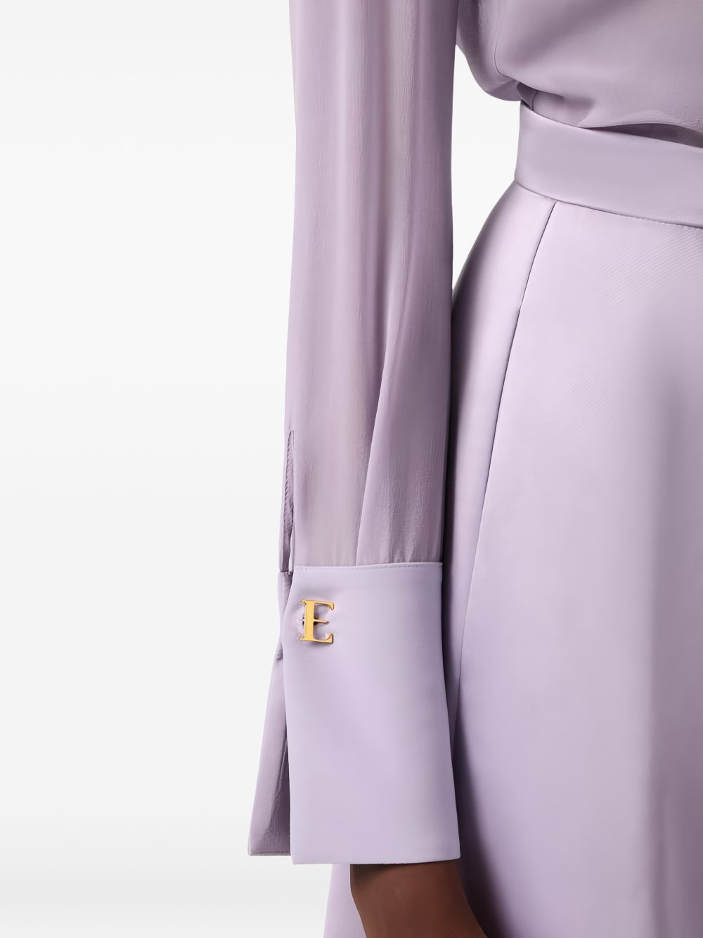 ELISABETTA FRANCHI Camicia a maniche lunghe in seta lilla 