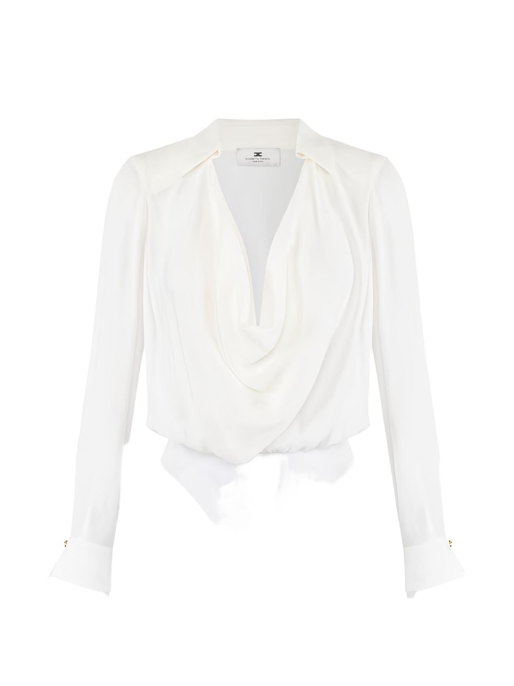 ELISABETTA FRANCHI Camicia corta bianca con collo a V 