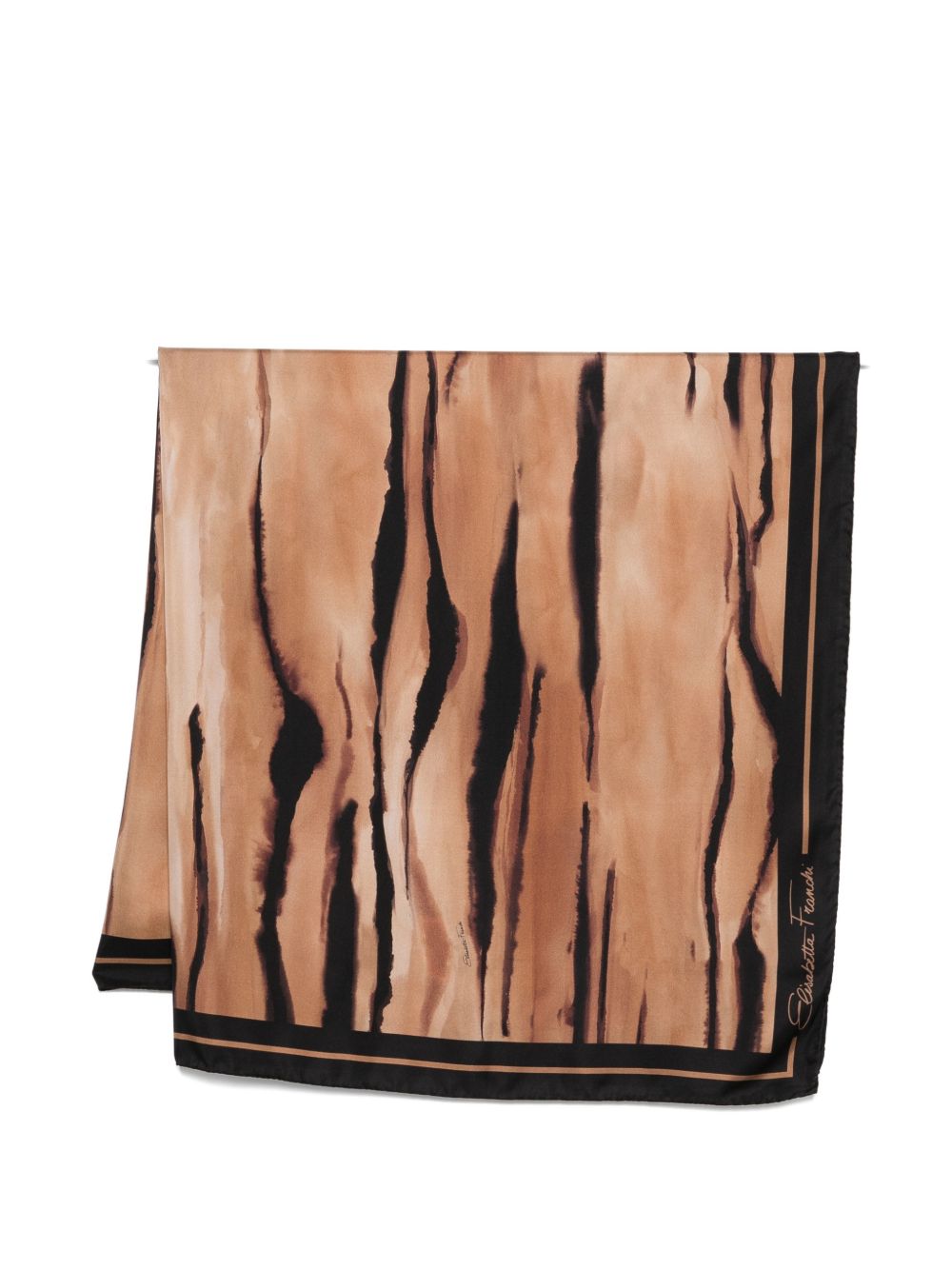 ELISABETTA FRANCHI Sciarpa foulard con stampa grafica color marrone 