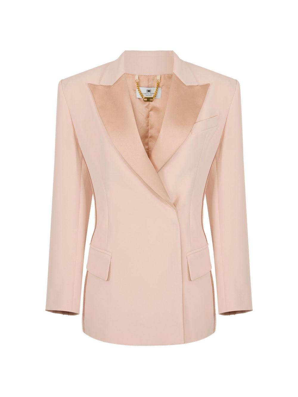 ELISABETTA FRANCHI Blazer strutturato doppiopetto rosa cipria 