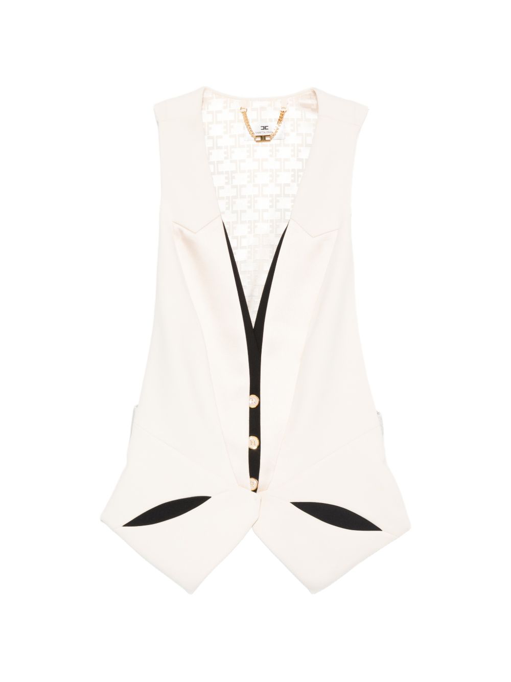 ELISABETTA FRANCHI Gilet bianco con dettagli struuturali neri 