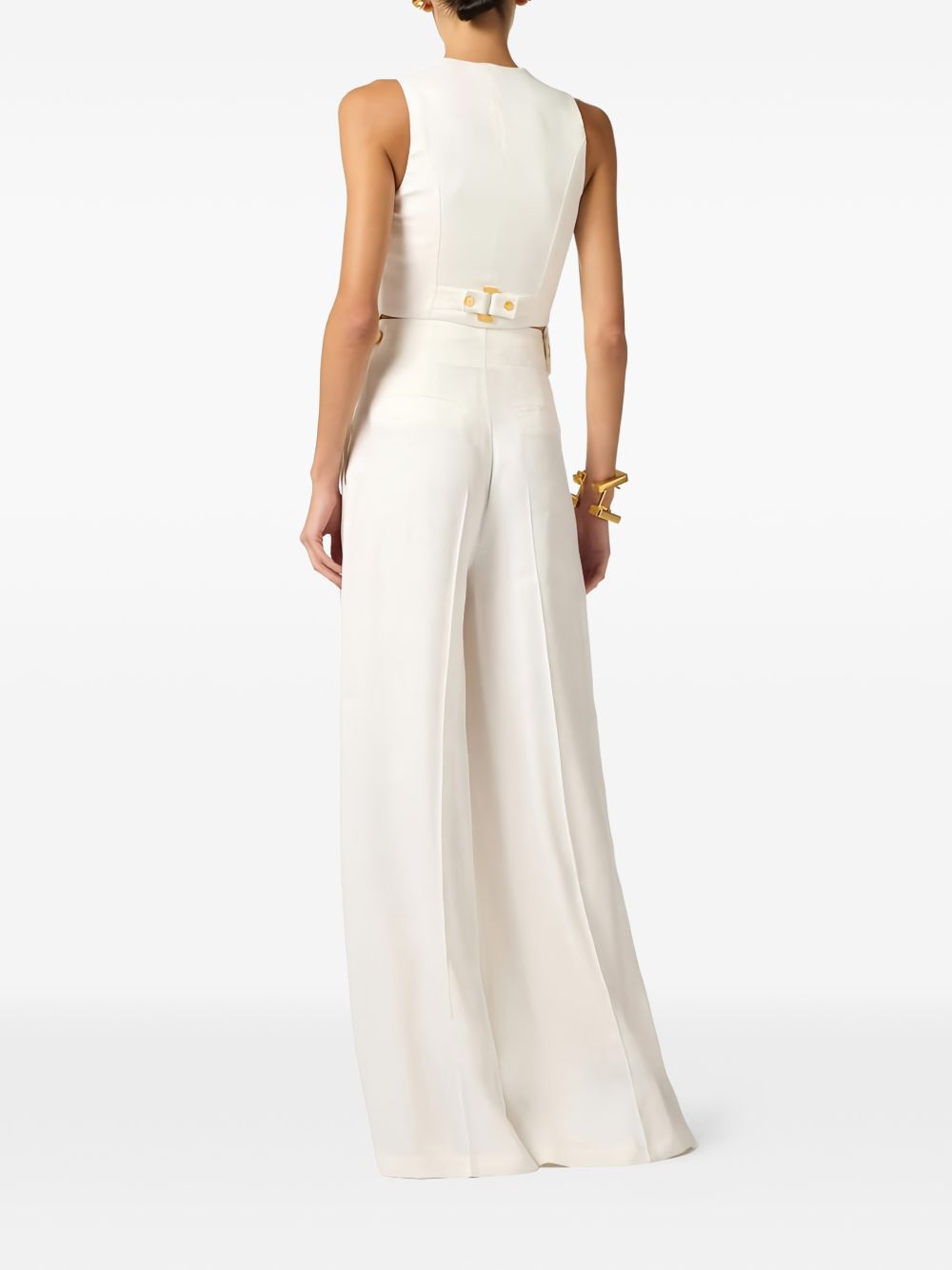 ELISABETTA FRANCHI Gilet bianco avorio con bottoni dorati 