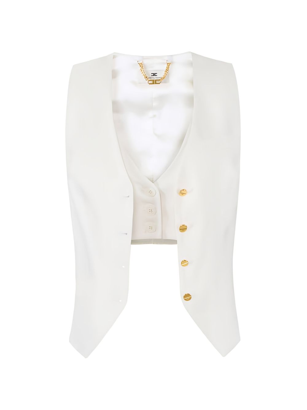 ELISABETTA FRANCHI Gilet bianco avorio con bottoni dorati 