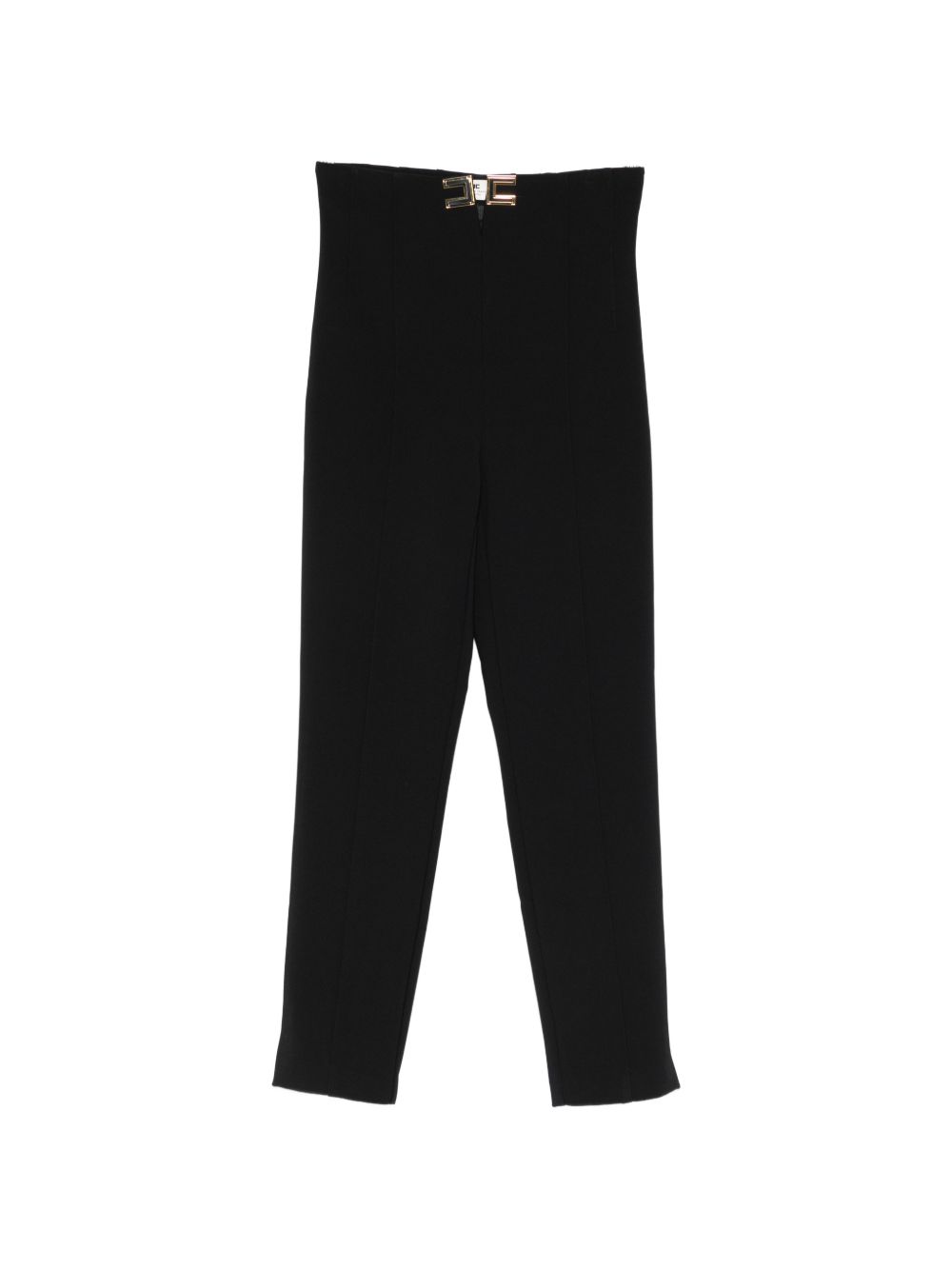 ELISABETTA FRANCHI Pantaloni neri con placca logo oro 