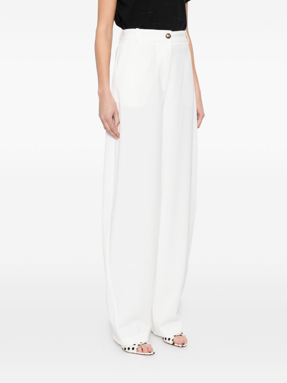 ELISABETTA FRANCHI Pantaloni a gamba larga in tessuto bianco 
