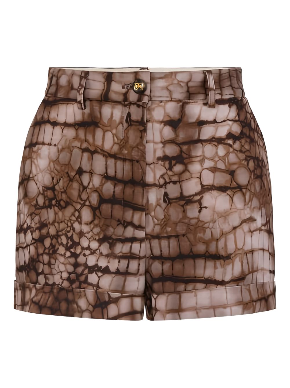 ELISABETTA FRANCHI Shorts marroni con stampa animalier 
