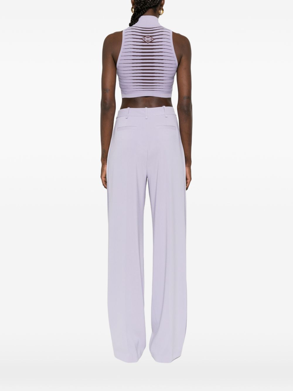 ELISABETTA FRANCHI Top a righe viola a collo alto 