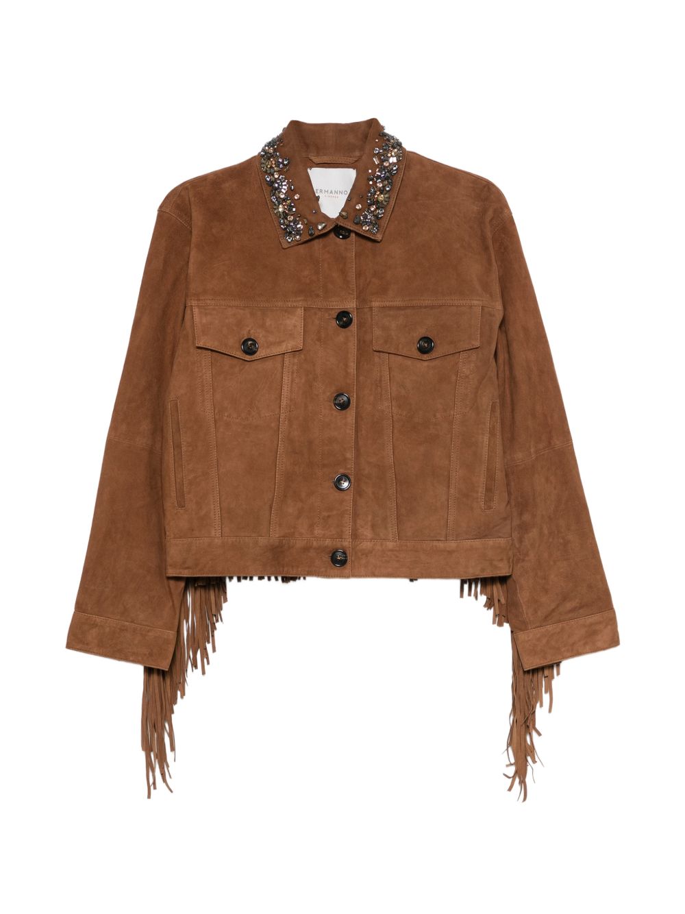 ERMANNO FIRENZE Giacca in suede marrone con frange 