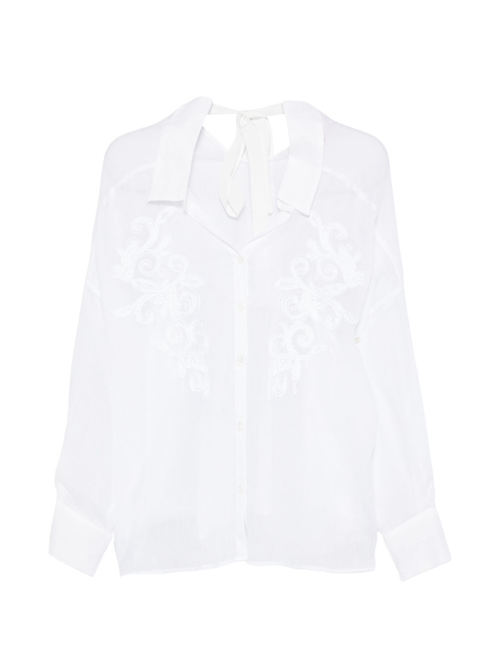 ERMANNO FIRENZE Camicia bianca con ricamo fiori 