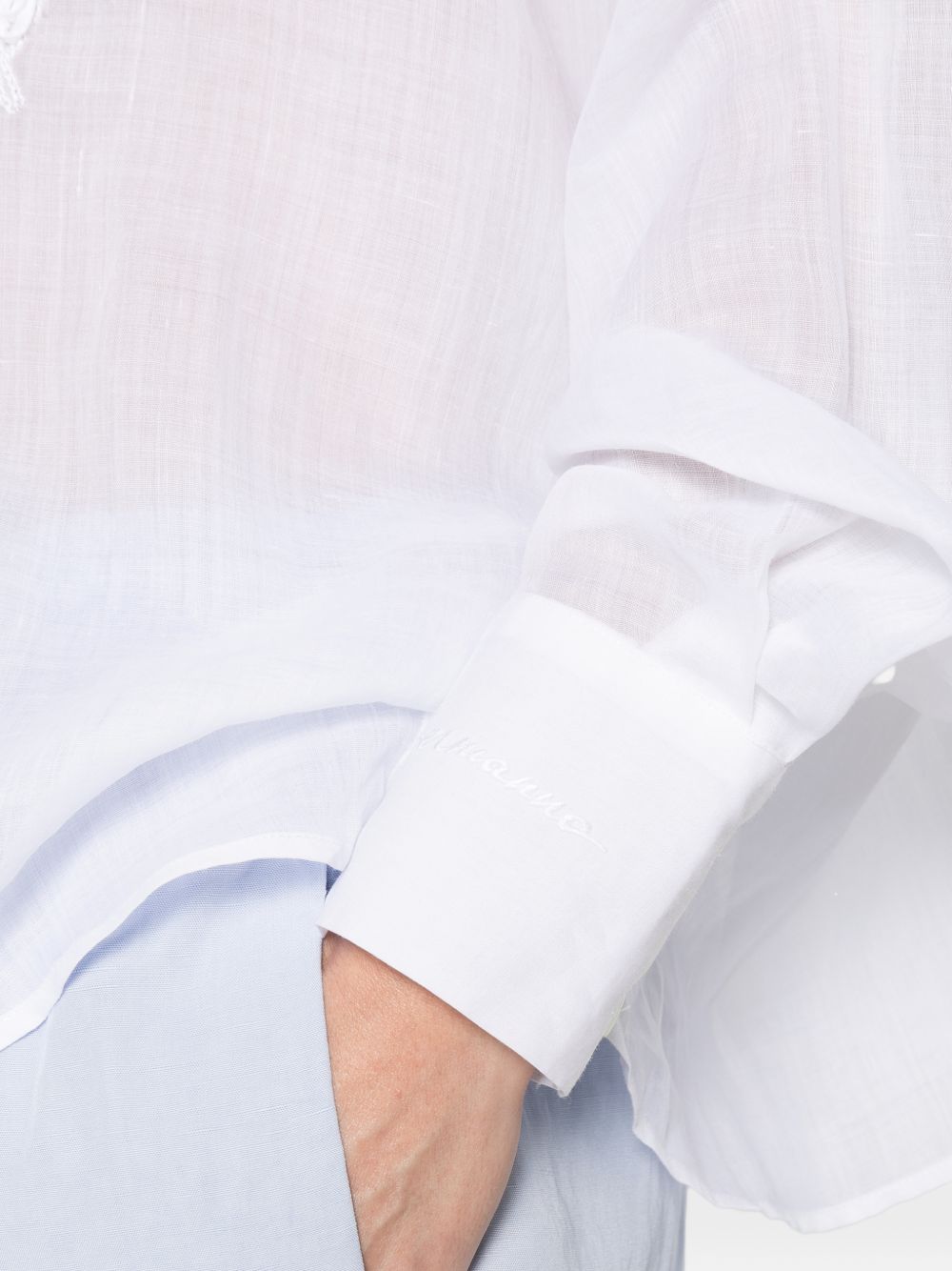 ERMANNO FIRENZE Camicia bianca con ricamo fiori 