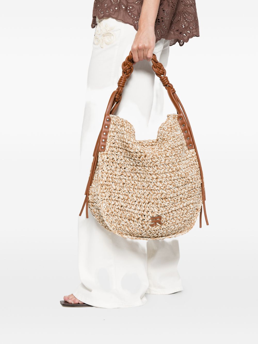 ERMANNO FIRENZE Borsa in raffia con logo 