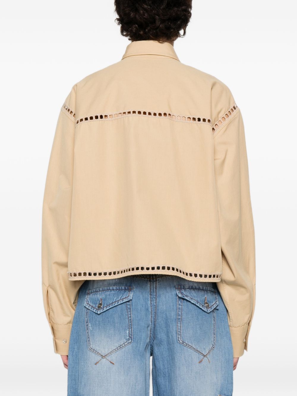 ERMANNO SCERVINO Camicia con cut-out in cotone beige con tasche flap 