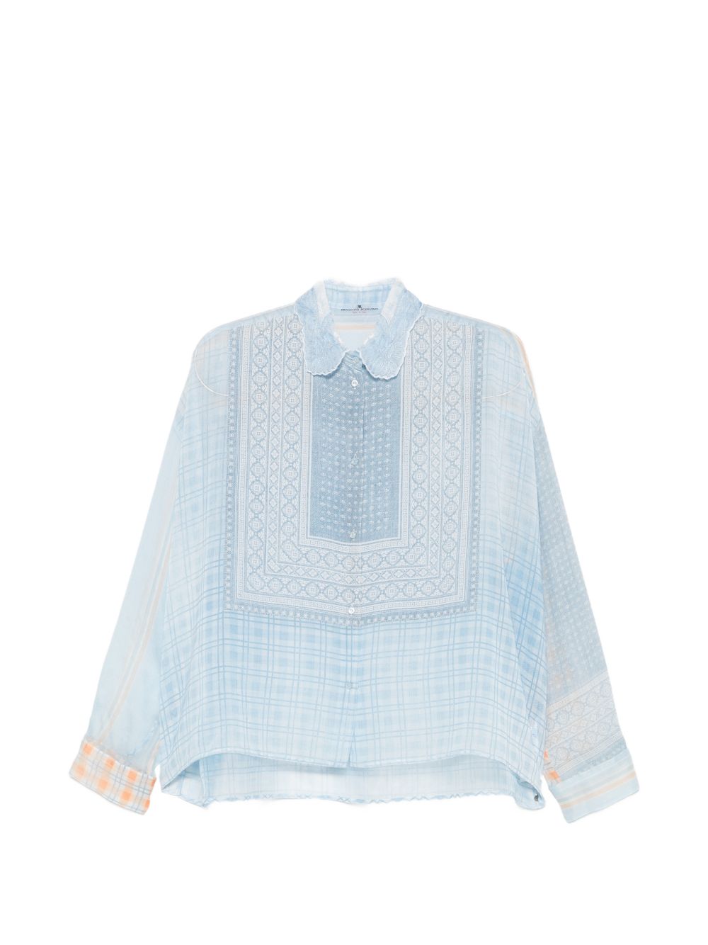 ERMANNO SCERVINO Camicia semitrasparente con fantasia geometrica celeste 