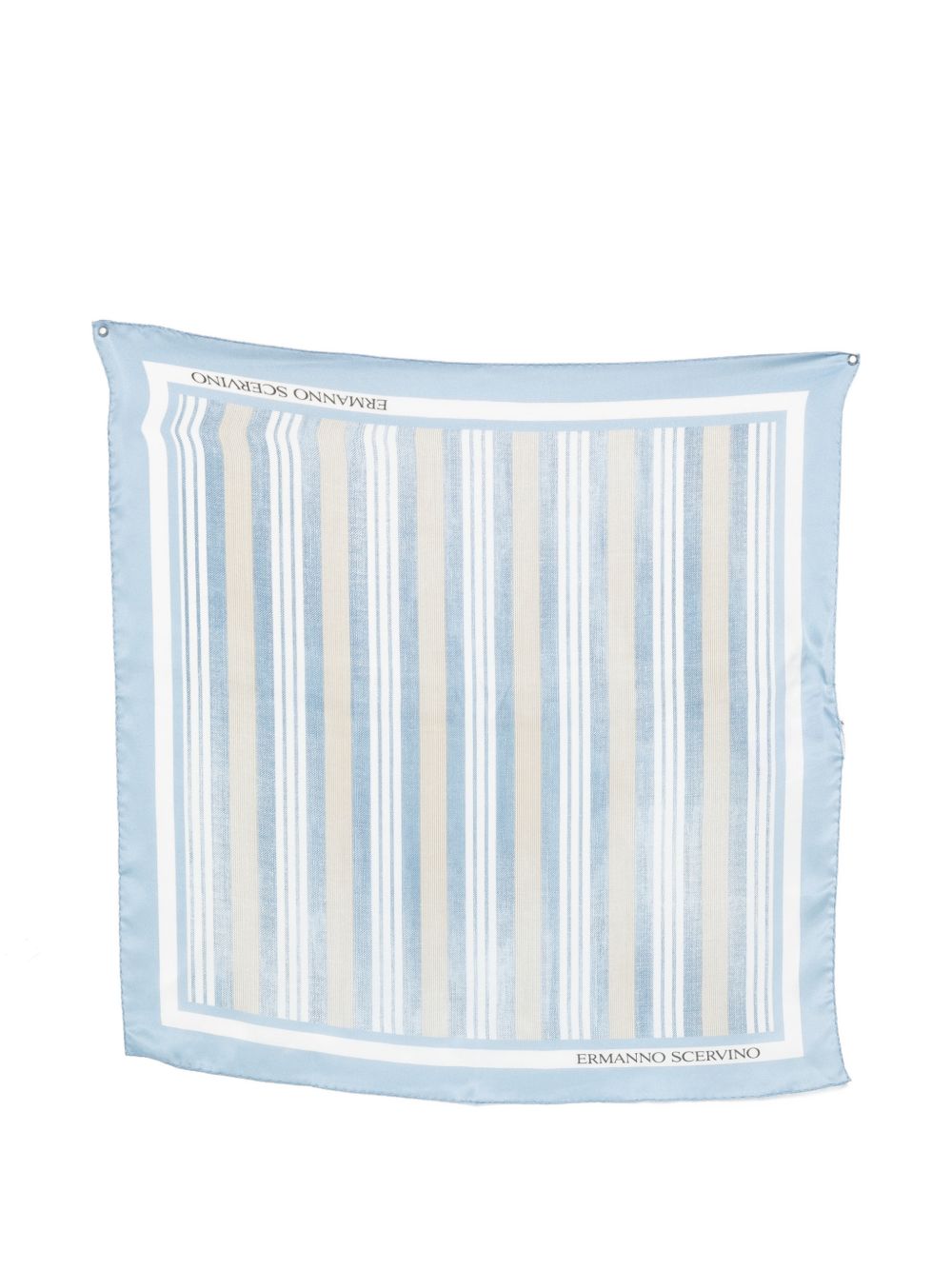 ERMANNO SCERVINO Foulard in seta con righe bianche e celeste 
