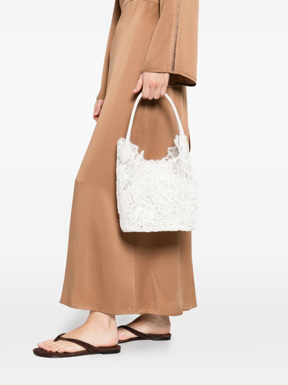 ERMANNO SCERVINO Borsa tote in pizzo floreale bianca 