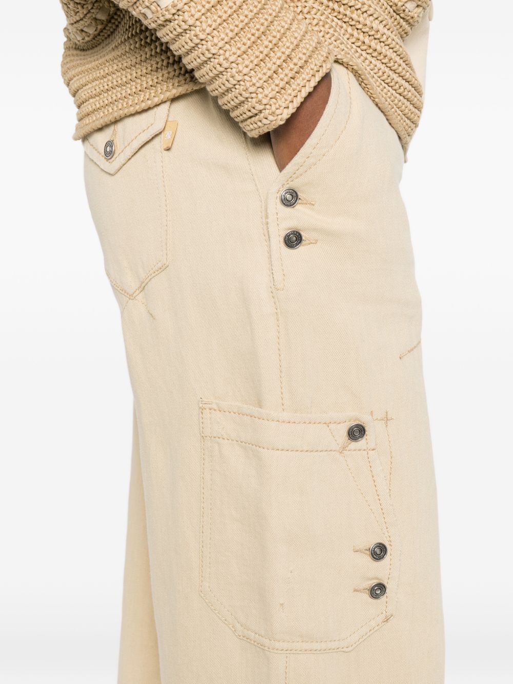 ERMANNO SCERVINO Jeans morbido in cotone e lino beige 