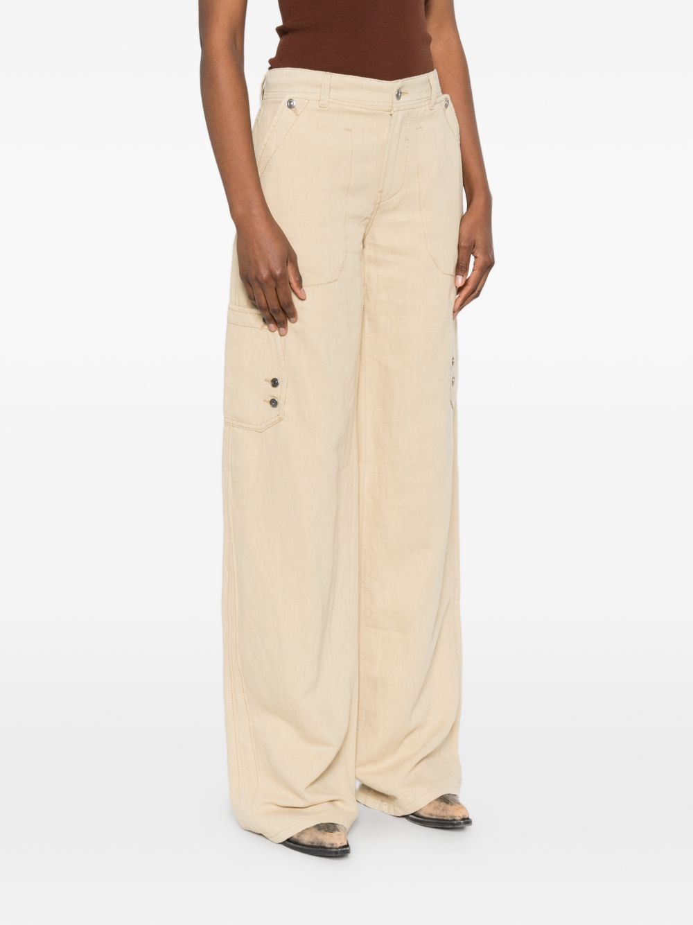 ERMANNO SCERVINO Jeans morbido in cotone e lino beige 
