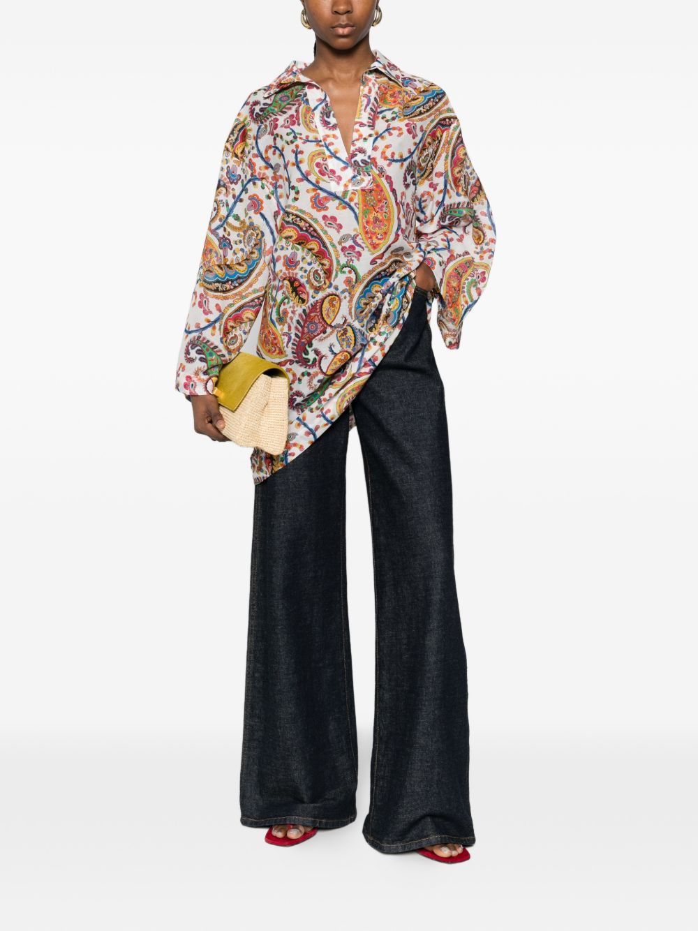 ETRO Camicia con stampa paisley in cotone multicolore 