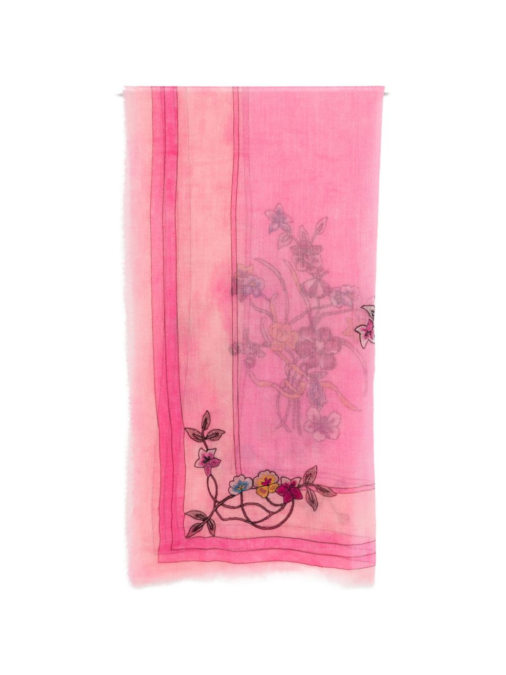 FALIERO SARTI Foulard rosa con ricami floreali 