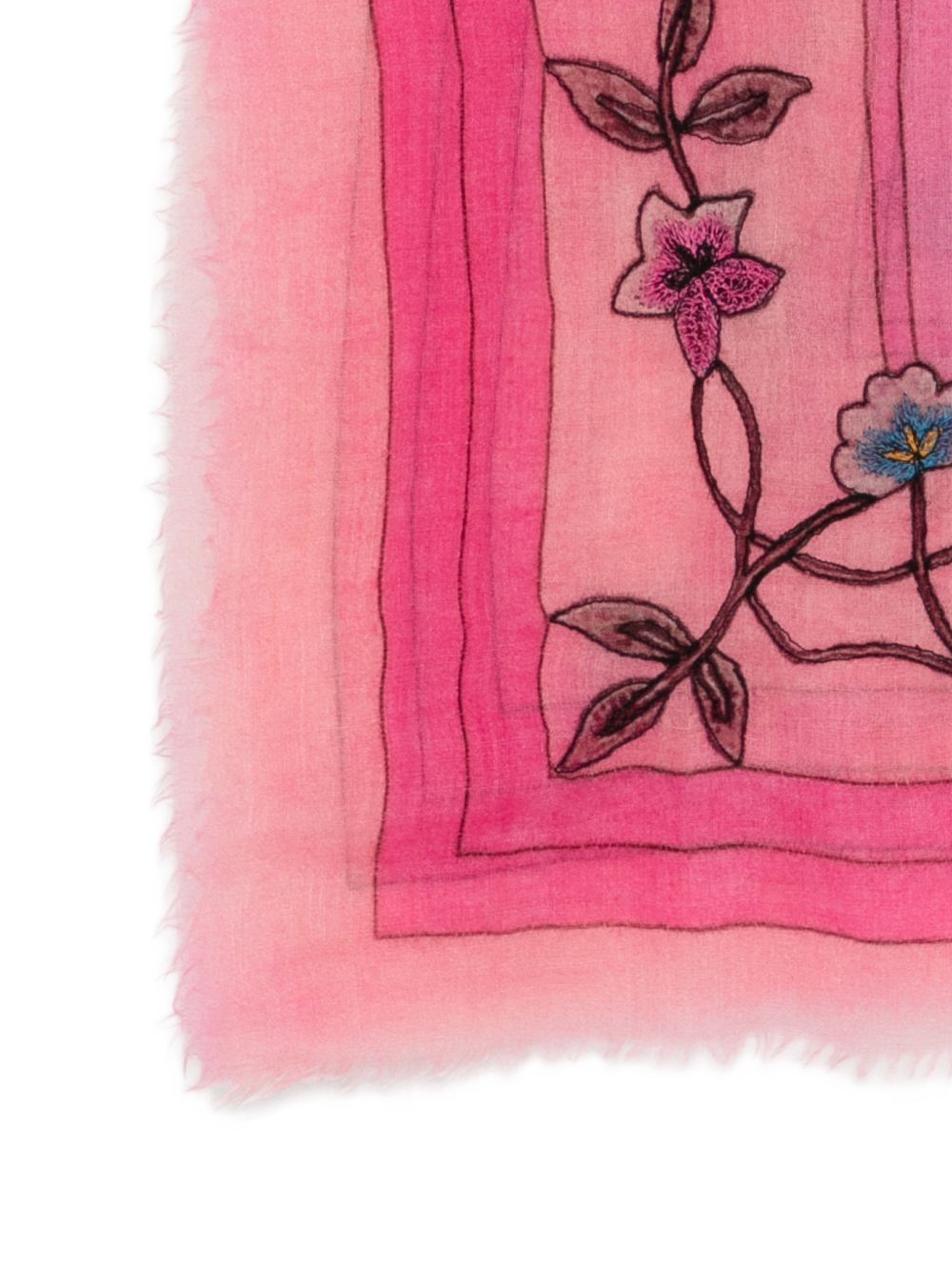 FALIERO SARTI Foulard rosa con ricami floreali 